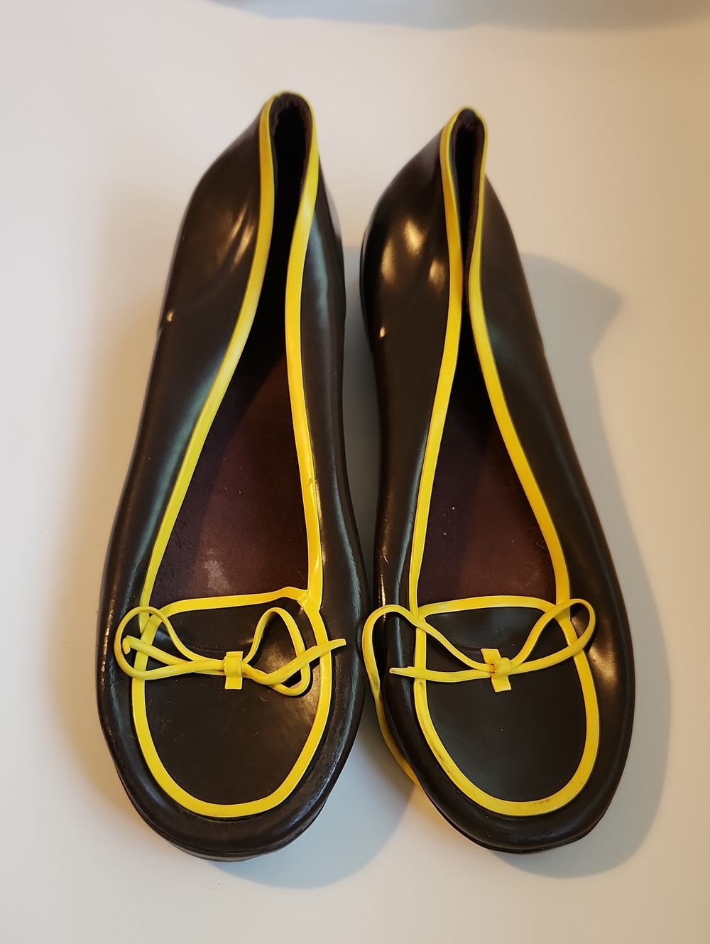 kate spade Brown Jelly Flats with Yellow Piping